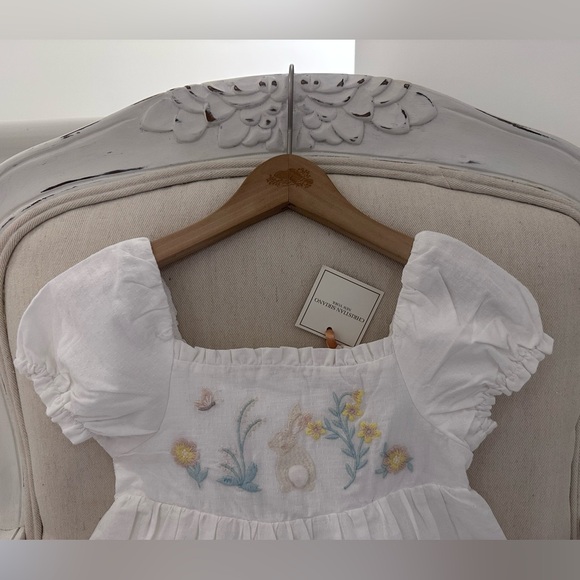 🐰4T 100% Cotton Floral Embroidered Puff Sleeve Spring Bunny Toddler Dress NWT - Picture 4 of 16